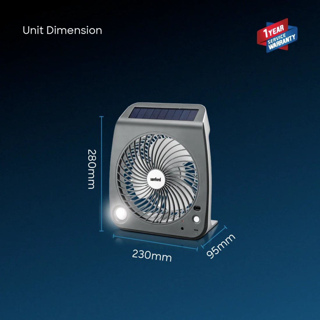 Sanford solar rechargeable fan SF6654RTF, product detail