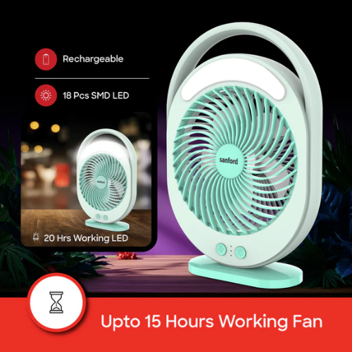 Sanford rechargeable table fan SF6662MFN, LED-light view