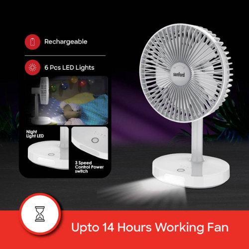 Sanford Portable USB Rechargeable Fan with LED Light SF6667MFN