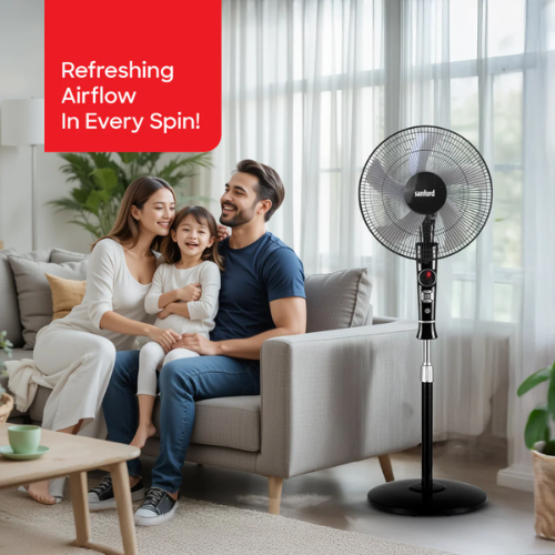 Sanford stand fan with remote SF903SFN, shared remote-control view