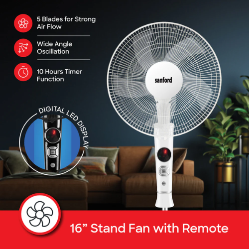 Sanford stand fan with remote SF903SFN, shared use view
