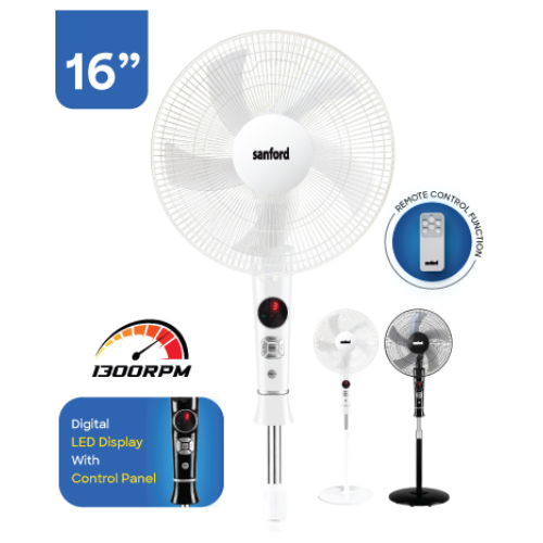 Sanford stand fan with remote SF903SFN, shared side view