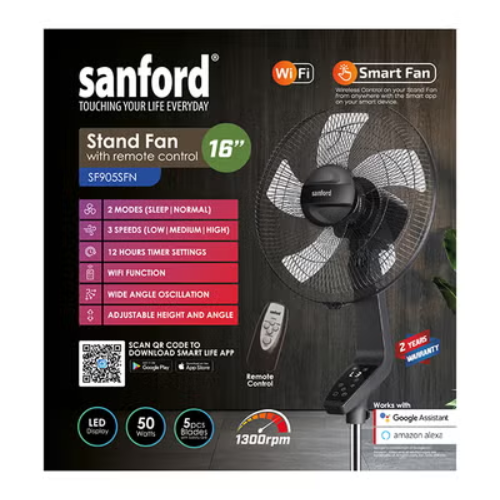 Sanford Wi-Fi smart stand fan SF905SFN, control view