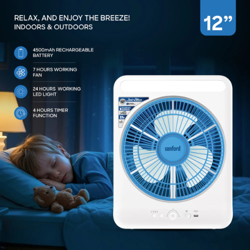 Sanford 12" Rechargeable Box Fan with LED Light SF919BFN | Buy in Kenya | Red Rhino