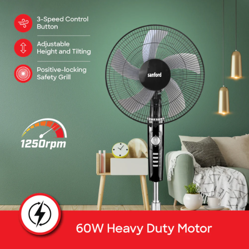 SANFORD 16-Inch Heavy-Duty Stand Fan SF938SFN White