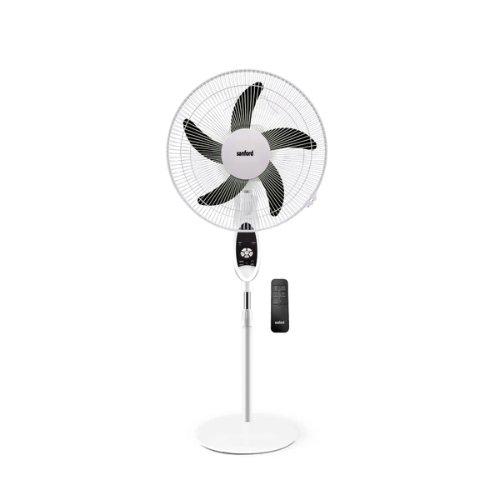 Sanford 18-inch rechargeable stand fan with solar panel SF974RSFN, front view