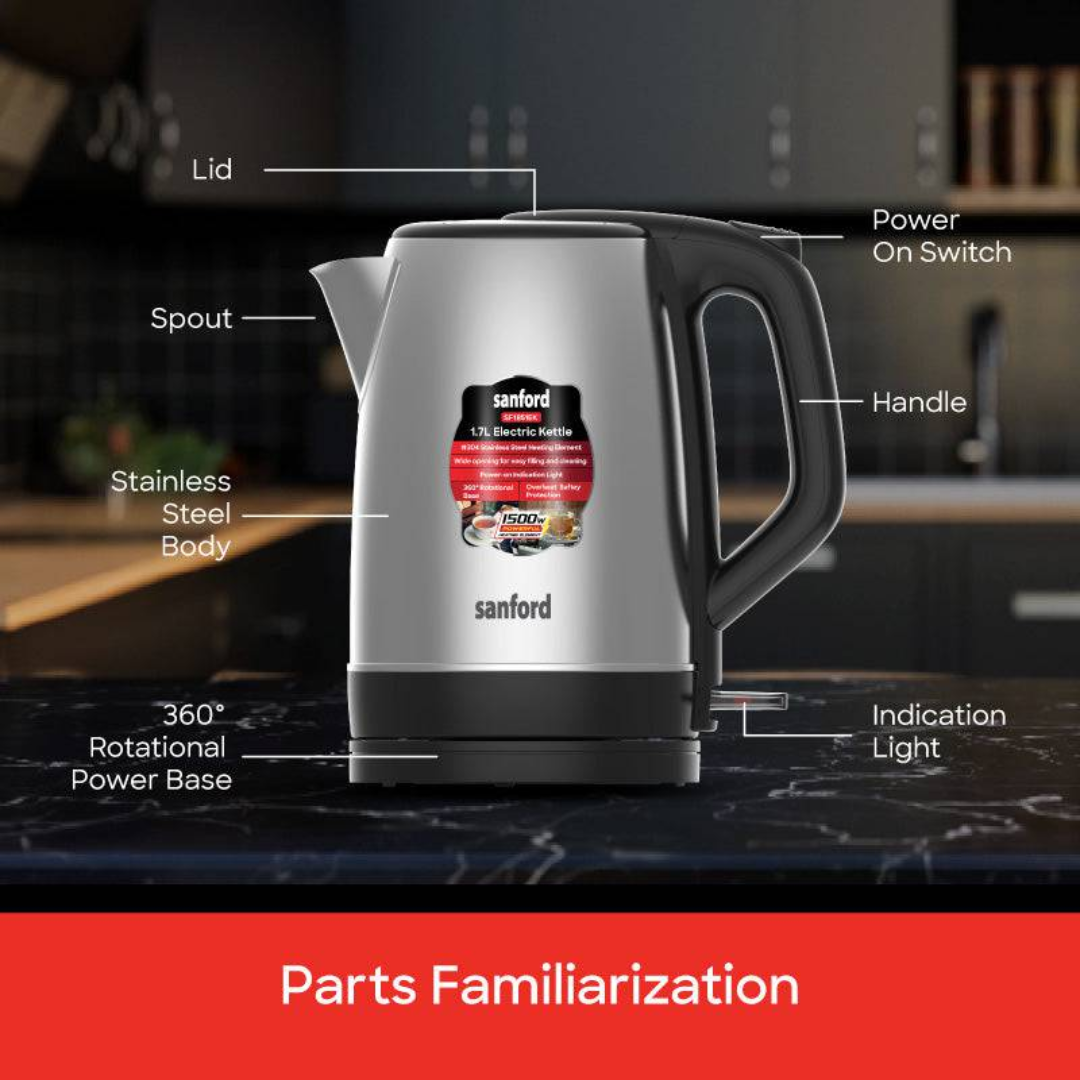 Sanford 1.7L Electric Kettle with 1500W Power & Stainless Steel Body SF1851EK | Buy in Kenya | Red Rhino