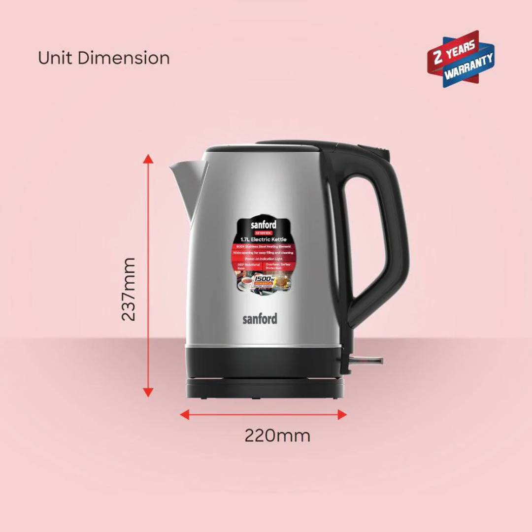 Sanford 1.7L Electric Kettle with 1500W Power & Stainless Steel Body SF1851EK | Buy in Kenya | Red Rhino