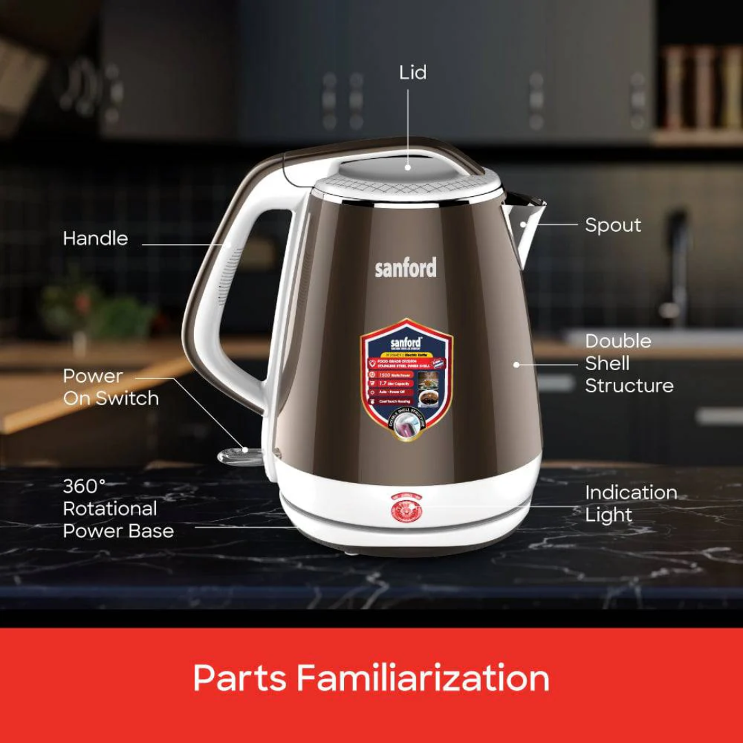 Sanford 1.7L Electric Kettle with 1500W Power and Double Shell Structure SF3364EK | Buy in Kenya | Red Rhino