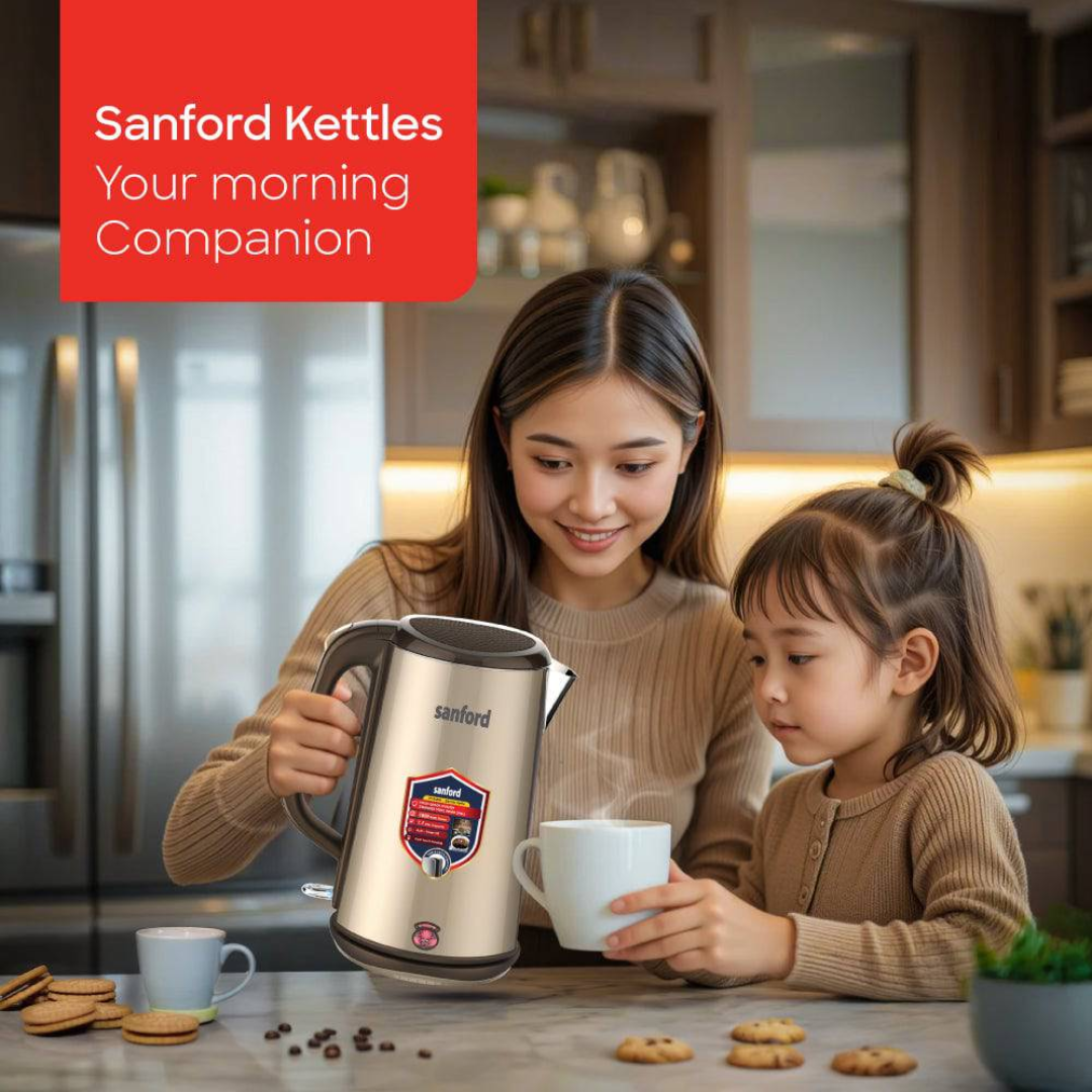 Sanford 1.7L Electric Kettle with 1800W Power & Triple-Layer Cool-Touch Body SF1868EK