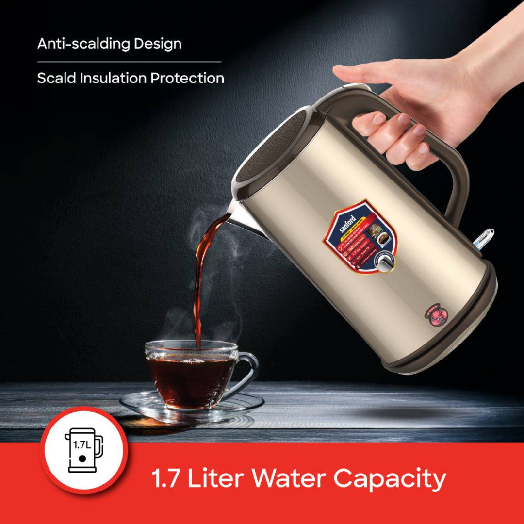 Sanford 1.7L Electric Kettle with 1800W Power & Triple-Layer Cool-Touch Body SF1868EK