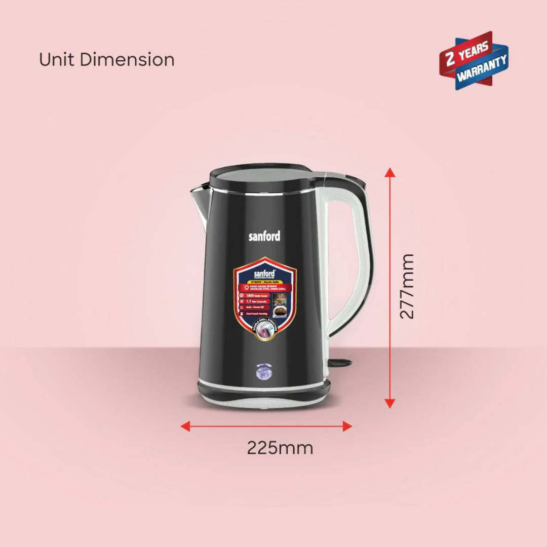 Sanford 1.7L Electric Kettle with 1800W Power and Double Shell Cool-Touch Body SF1869EK