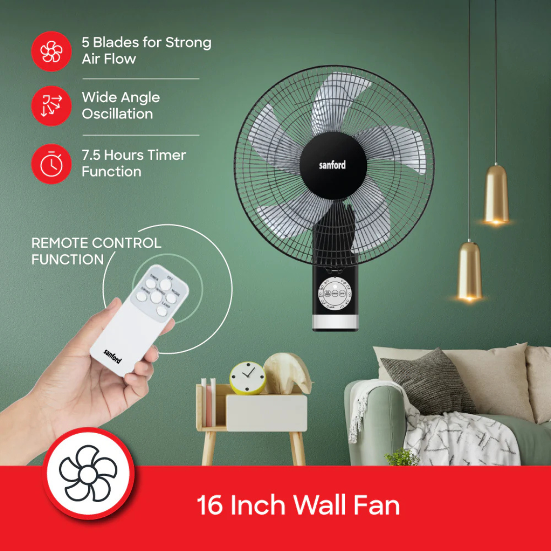 Sanford wall-mount fan SF931WFN, remote-control view