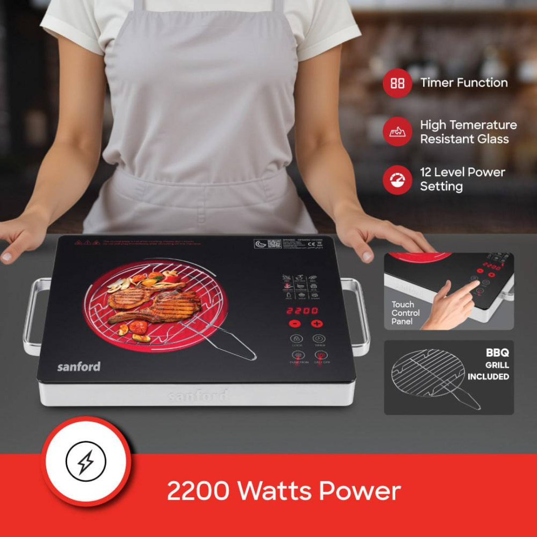 Sanford 2 in 1 Single Burner Infrared Cooker 2200W with BBQ Grill and Timer SF5195IC