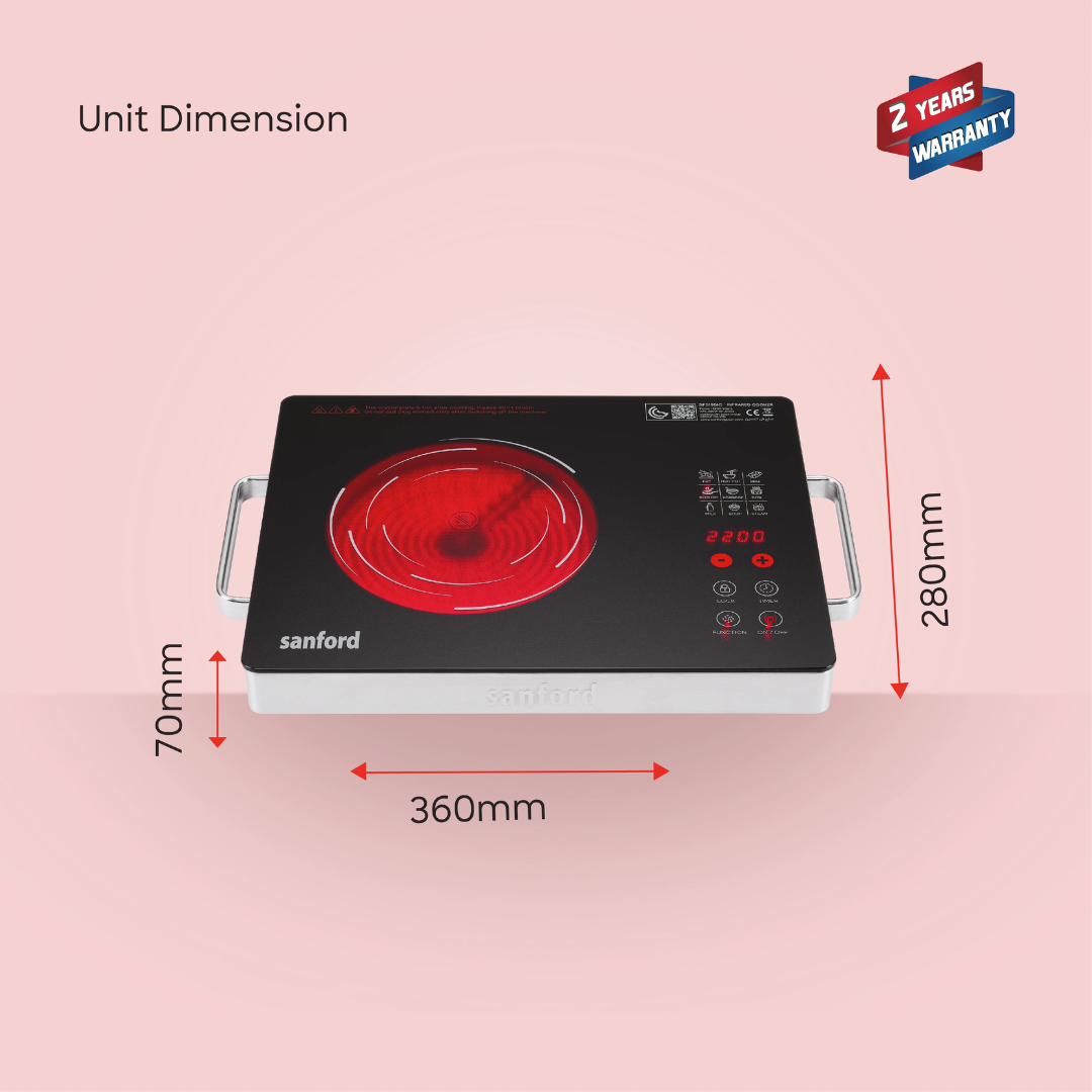 Sanford 2 in 1 Single Burner Infrared Cooker 2200W with BBQ Grill and Timer SF5195IC