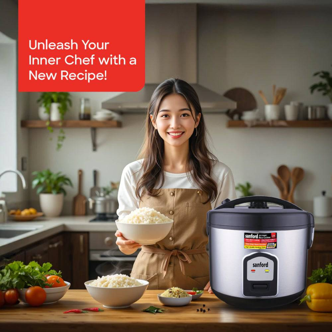 Sanford 2.8L Stainless Steel Rice Cooker 1000W Non-Stick Pot Keep Warm Function SF1196RC