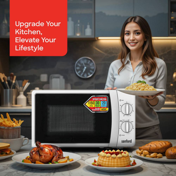 Sanford 20L microwave oven SF5629MO white, side view