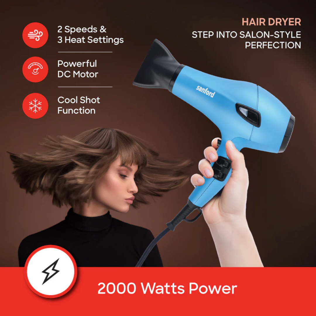 Sanford 5-in-1 Hair Styling Set 2000W Hair Dryer + Straightener &amp; Curler SF9679PCC | Buy in Kenya | Red Rhino