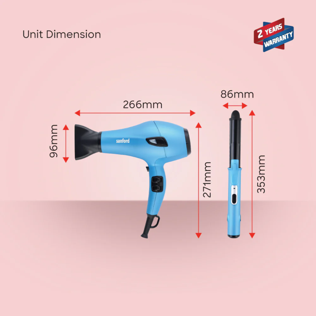 Sanford 5-in-1 Hair Styling Set 2000W Hair Dryer + Straightener &amp; Curler SF9679PCC | Buy in Kenya | Red Rhino
