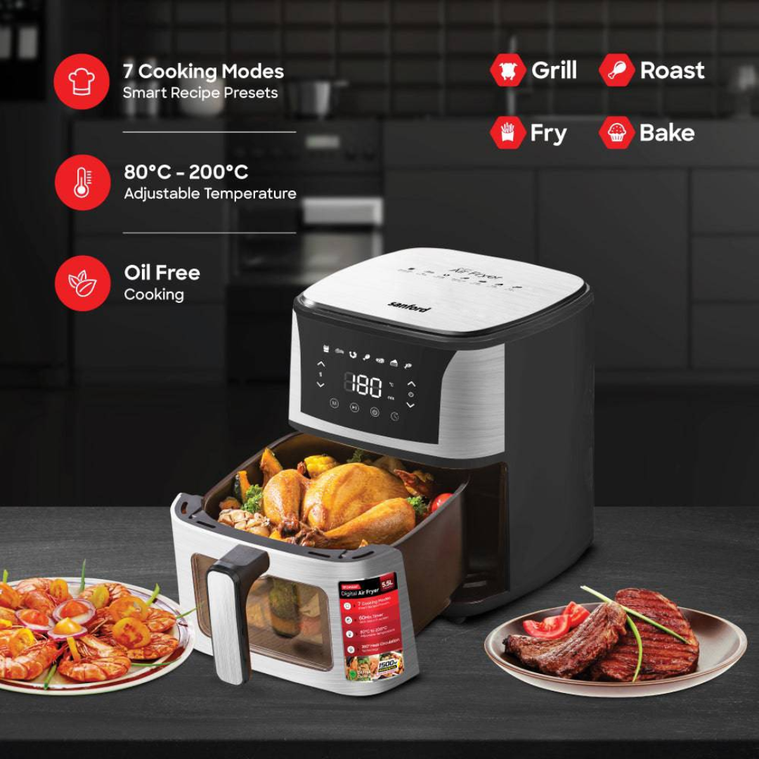 Sanford air fryer SF2450AF, cooking-window view