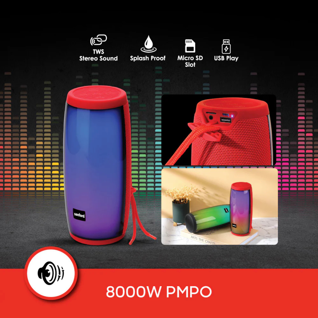 Sanford BT-Wireless Portable Speaker 8000 PMPO Splash Proof TWS Sound SF2214PS