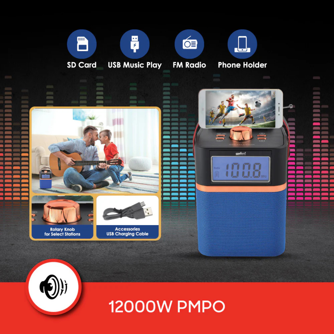 Sanford Rechargeable Portable Speaker 12000 PMPO Bluetooth Function SF2212PS