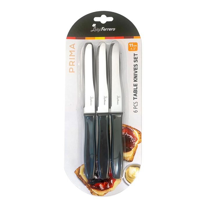 Luigi Ferrero Set Table Knives Blades 11 Cm Prima Fr-1265 6 Pieces