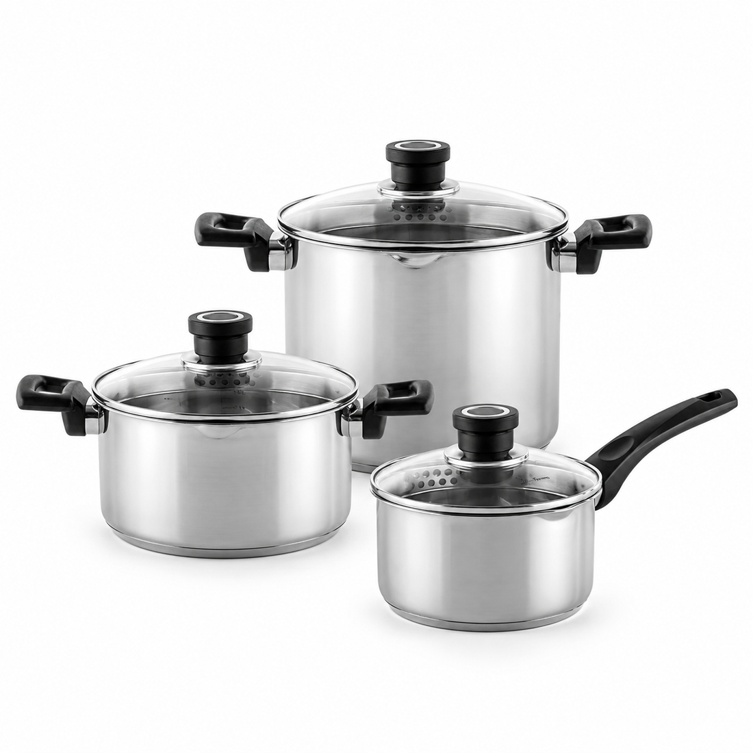 Luigi Ferrero Sophia 3-Piece Stainless Steel Cookware Set with Spouts – Saucepan + 2 Cooking Pots | Buy in Kenya | Red Rhino