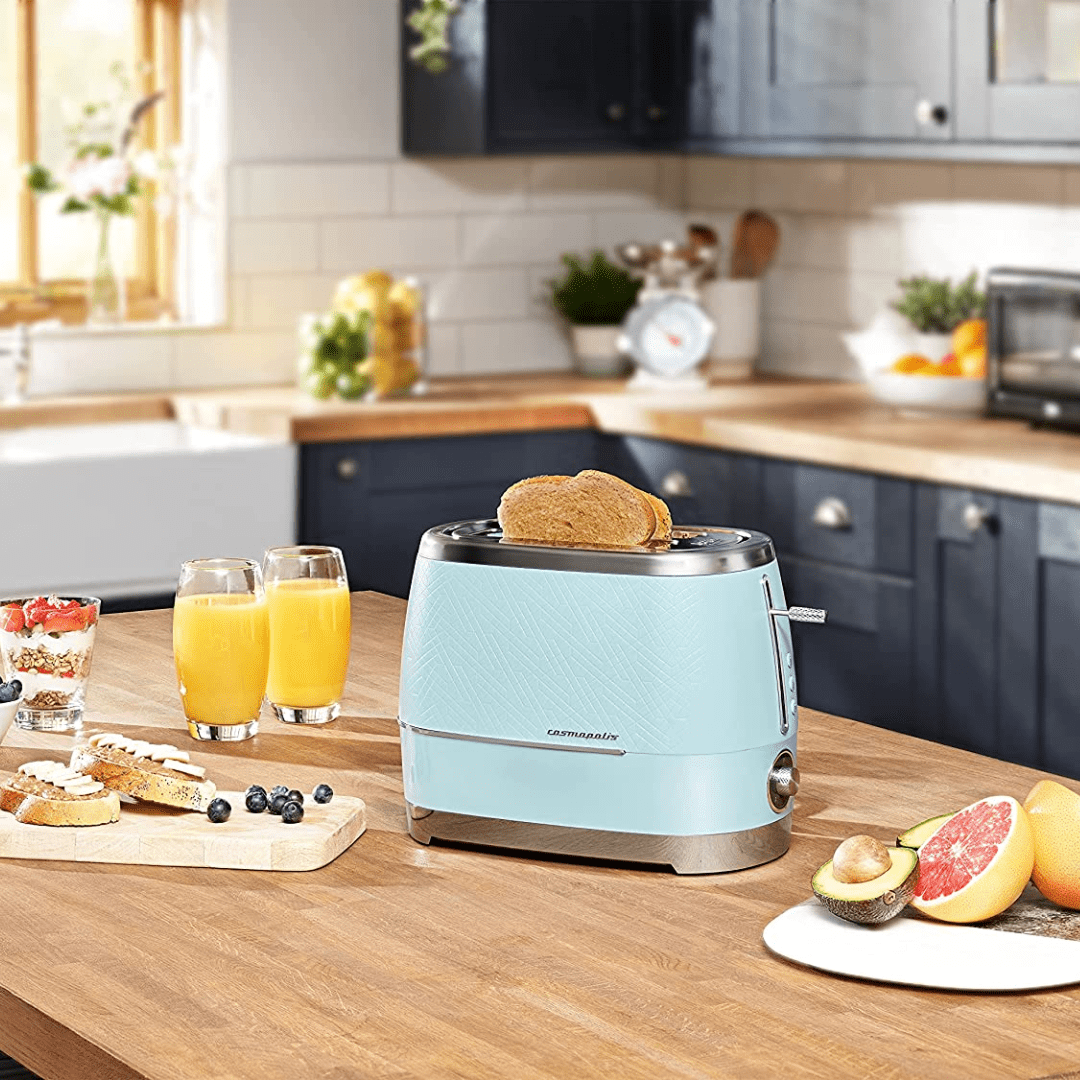 Beko Cosmopolis Toaster Retro Design TAM8202T, Extra Wide Slot 2-Slice Toaster , Includes Defrost, Reheat & Cancel Functions - Red Rhino