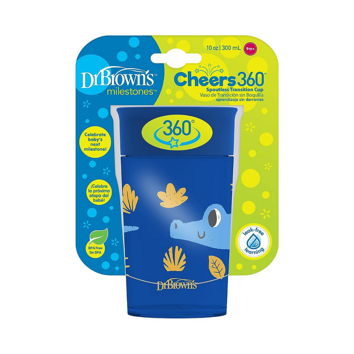 Dr. Brown's Cheers Training Sippy Cups 360 Blue Animal Deco, 300ML, 9m+-TC01094 - Red Rhino