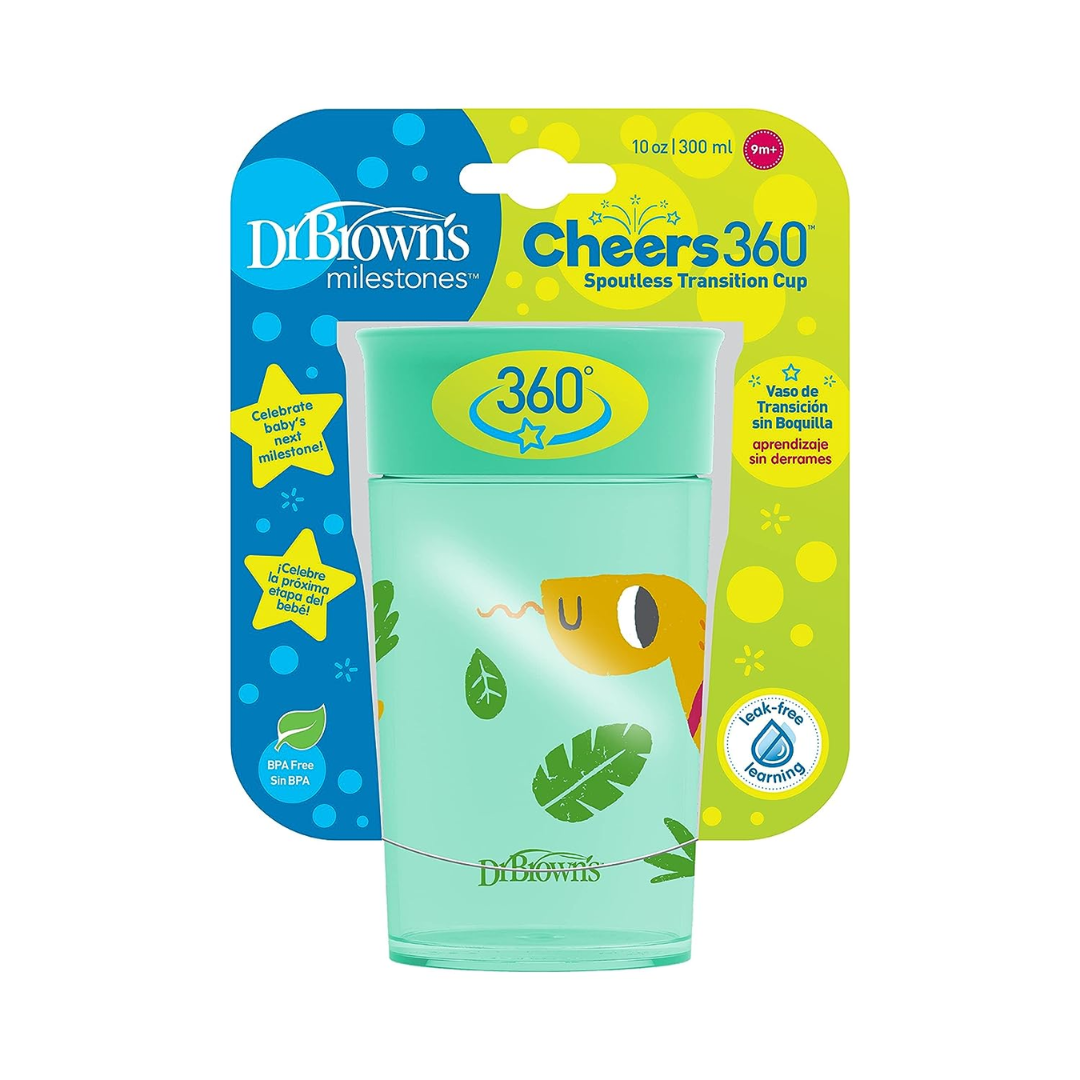 Dr. Brown's Training Sippy Cups Cheers360 Green Animal Deco, 300ML, 9m+-TC01095 - Red Rhino