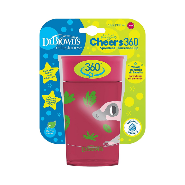 Dr. Brown's Training Sippy Cups Cheers 360 Red Animal Deco, 300ML, 9m+-TC01096 - Red Rhino