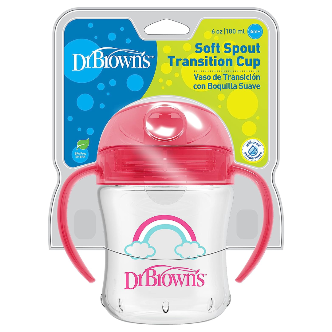 Dr. Brown's Soft Spout Toddler Cup with Handles, Pink-TC61003 - Red Rhino