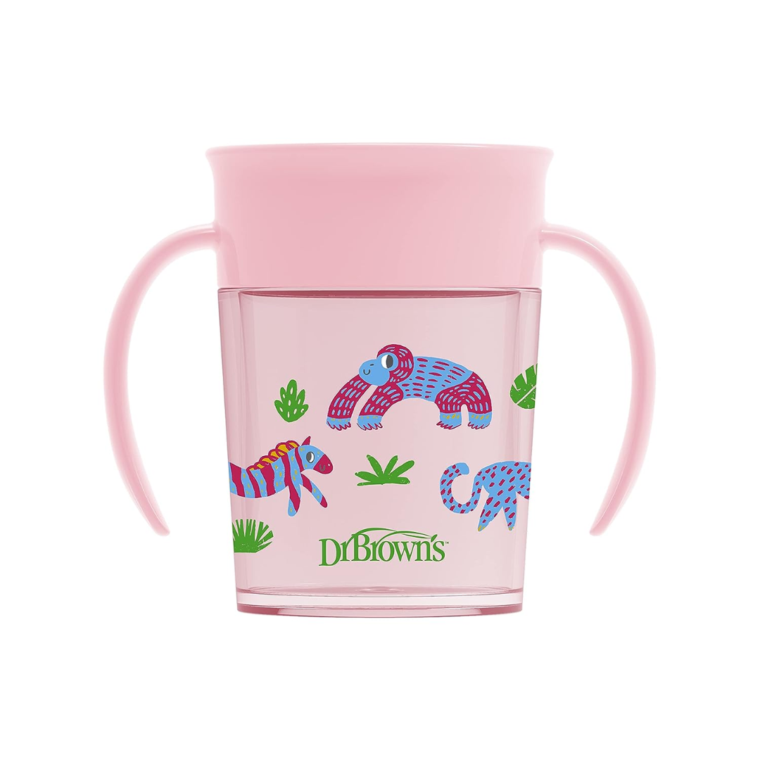 Dr. Brown's Training Sippy Cups Cheers 360â¢ with Handles Pink Animal Deco, 200ML, 6m+-TC71005 - Red Rhino