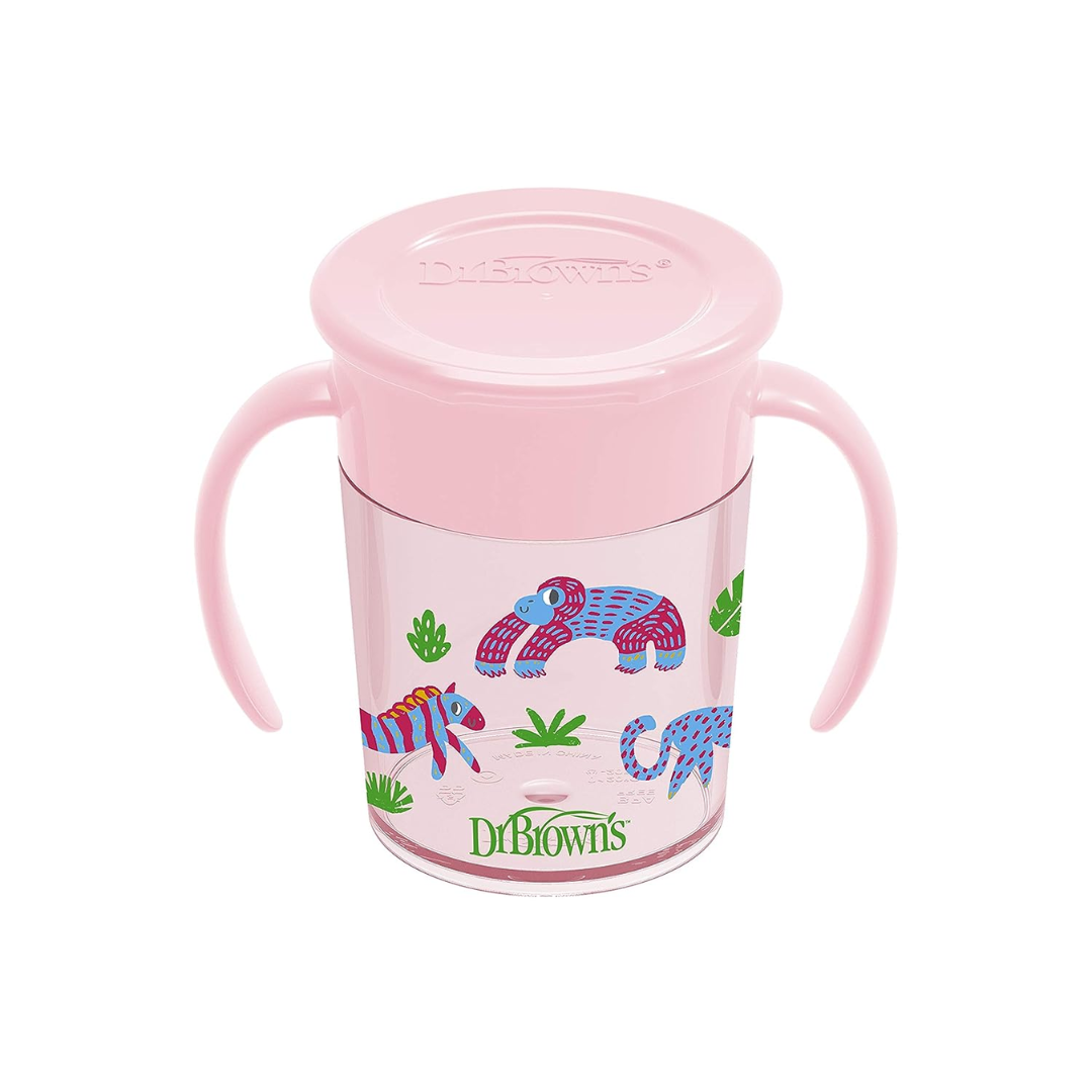 Dr. Brown's Training Sippy Cups Cheers 360â¢ with Handles Pink Animal Deco, 200ML, 6m+-TC71005 - Red Rhino