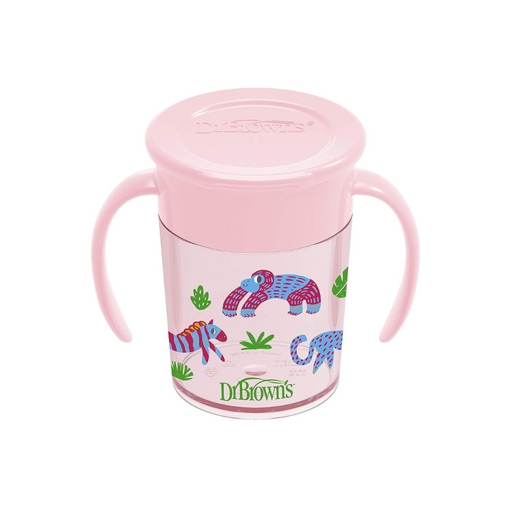 Dr. Brown's Training Sippy Cups Cheers 360â¢ with Handles Pink Animal Deco, 200ML, 6m+-TC71005 - Red Rhino