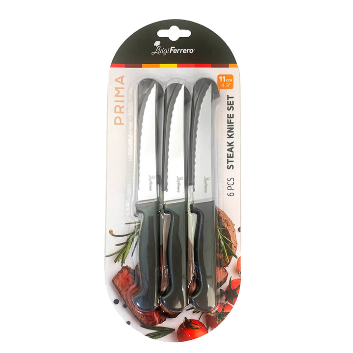Luigi Ferrero Table Steak Knives, Blades 11 Cm Set Prima Fr-1258 6 Pieces