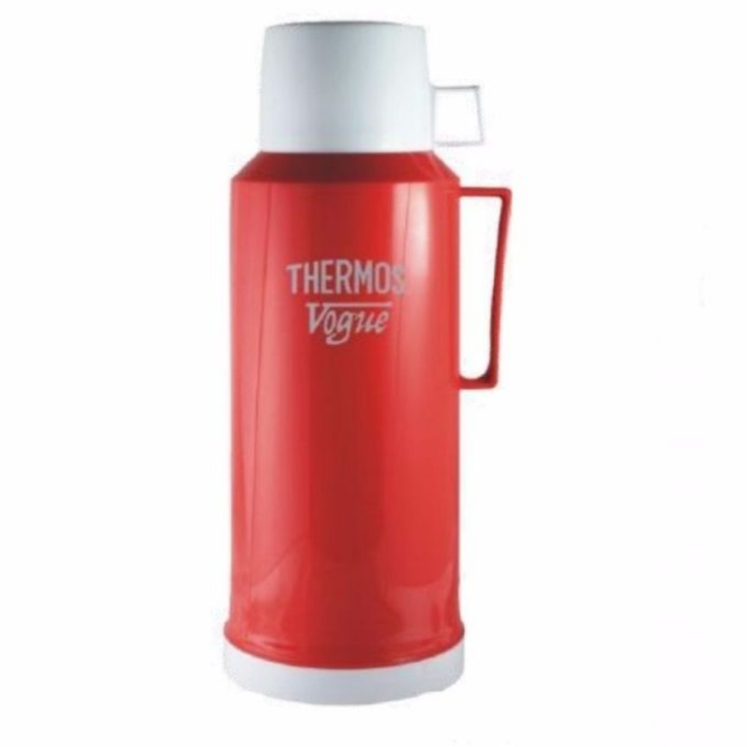 Thermos Vogue Glass Vacuum Flask - 1.8L Red