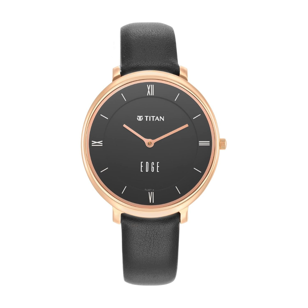 Titan Ladies Edge – Black Dial Black Leather Strap Watch | Slim Women's Watch Kenya | Red Rhino