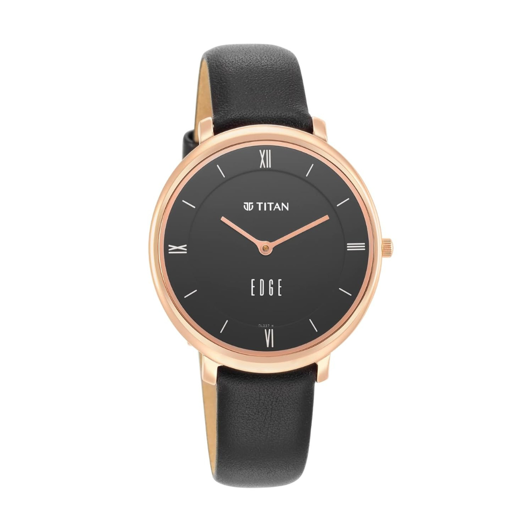 Titan Ladies Edge – Black Dial Black Leather Strap Watch | Slim Women's Watch Kenya | Red Rhino
