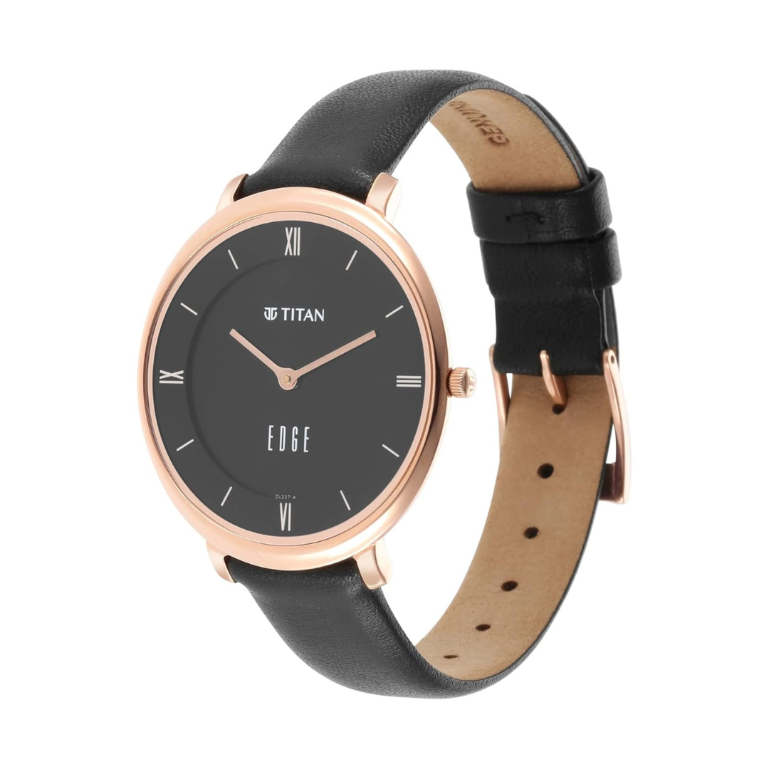Titan Ladies Edge – Black Dial Black Leather Strap Watch | Slim Women's Watch Kenya | Red Rhino