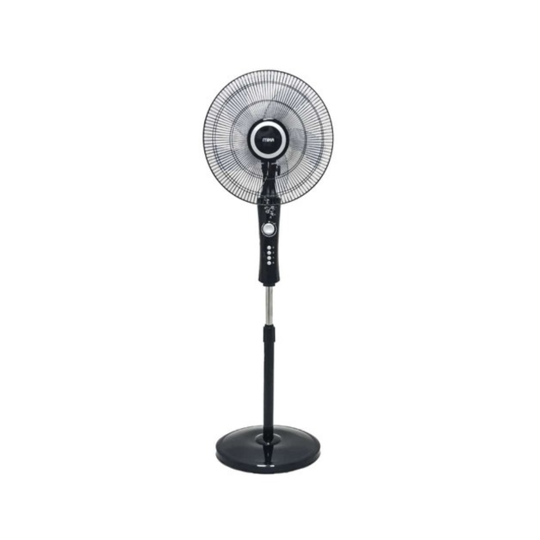 MIKA stand fan 16-inch black and silver MFS1625BS, front view