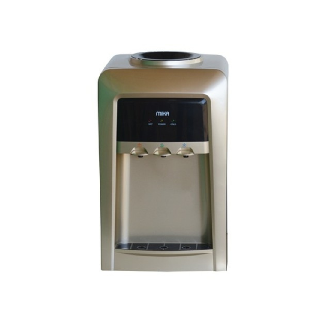 MIKA Water Dispenser, Table Top, Hot, Normal & Electric Cooling (3 Taps), Gold & Black MWD1502/GBL