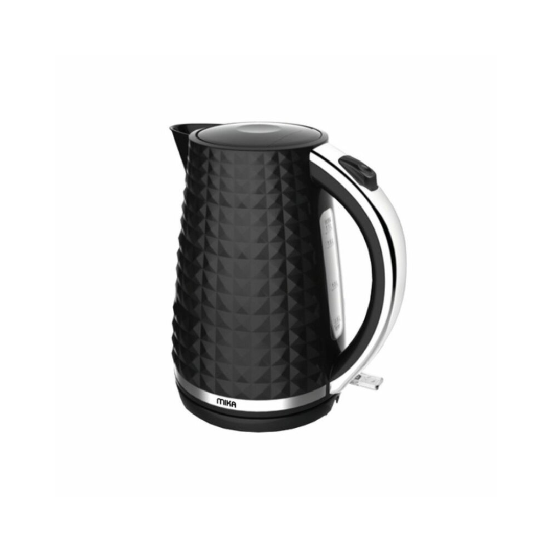 MIKA plastic kettle 1.7L cordless black with stainless-steel trim MKT1304B, product view