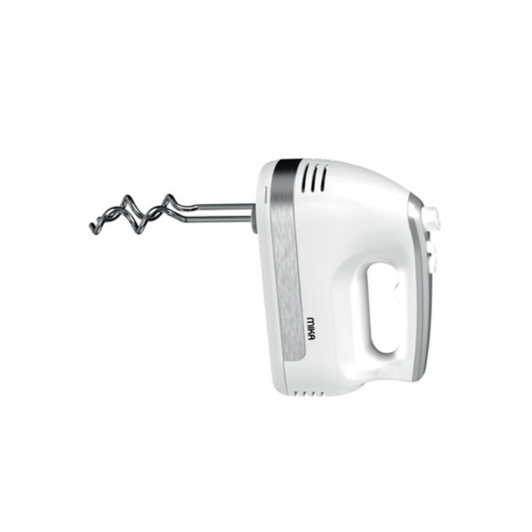 MIKA Hand Mixer, 300W, 5 Speed with Turbo, Dough Hook, White & SS MMH102WS - Red Rhino