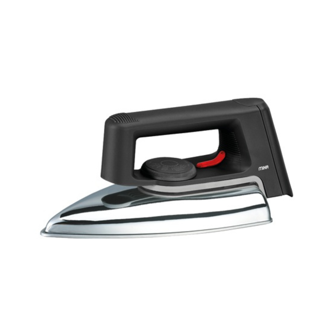 MIKA dry iron with ceramic soleplate black and grey MDIR562, front view