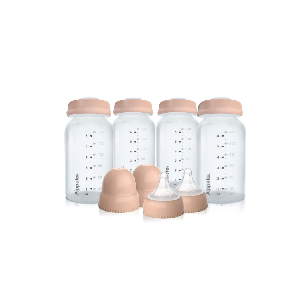 Pippeta Milk Storage Glass Bottles Teats ASHROSE and Lids Pack Of 4
