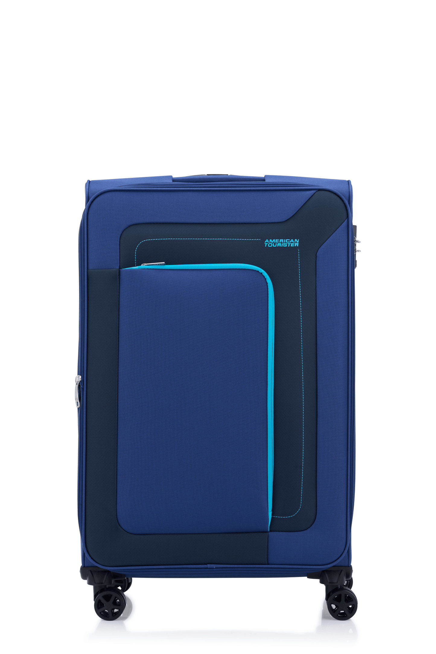 American Tourister Raya 79cm Blue large softside suitcase front view