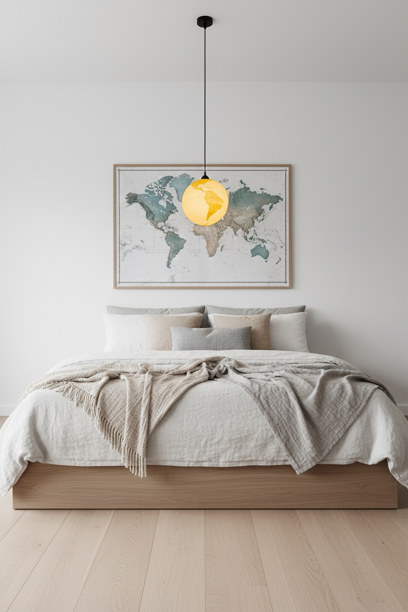 Print3D Africa Earth Pendant Lamp bedroom lifestyle - Red Rhino Kenya