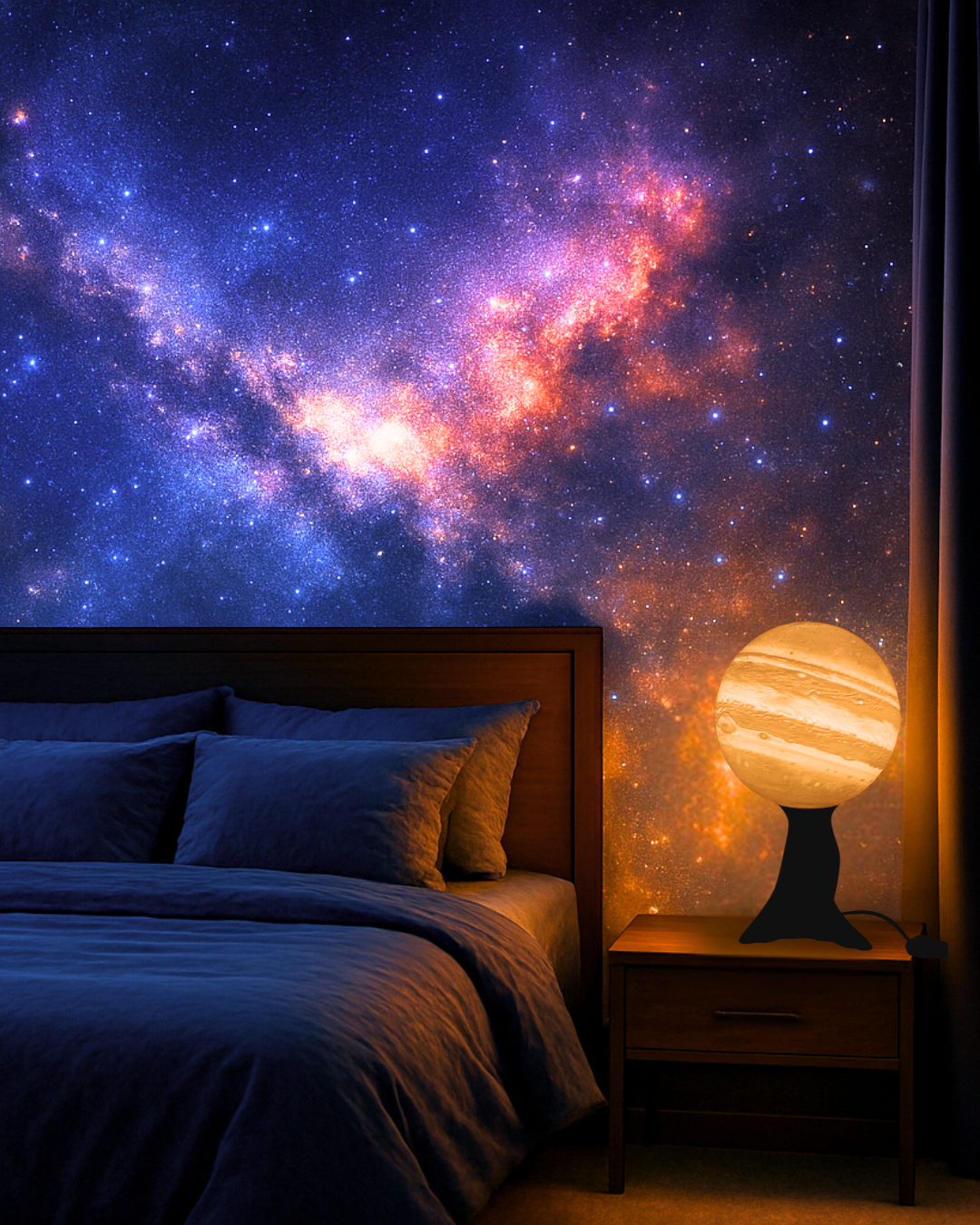 Print3D Africa Jupiter Table Lamp – cosmic bedroom lifestyle view | Red Rhino Kenya